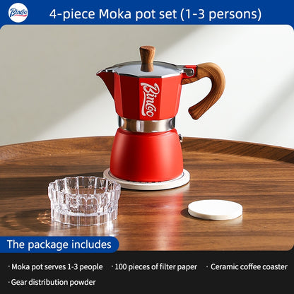 BINCOO Single Valve Moka Pot with Electric Ceramic Stove Coffee Maker Set Home Espresso Hand-brewed Coffee Pot Coffee Utensils 3Cups/6Cups