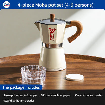 BINCOO Single Valve Moka Pot with Electric Ceramic Stove Coffee Maker Set Home Espresso Hand-brewed Coffee Pot Coffee Utensils 3Cups/6Cups