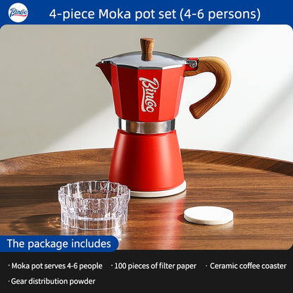 BINCOO Single Valve Moka Pot with Electric Ceramic Stove Coffee Maker Set Home Espresso Hand-brewed Coffee Pot Coffee Utensils 3Cups/6Cups