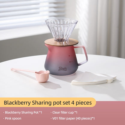 BINCOO Hand Brew Coffee Pot Set Hand Grinder Coffee Maker Complete Set Filter Cup Sharing Pot Coffee Utensils