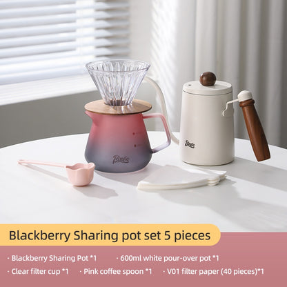 BINCOO Hand Brew Coffee Pot Set Hand Grinder Coffee Maker Complete Set Filter Cup Sharing Pot Coffee Utensils