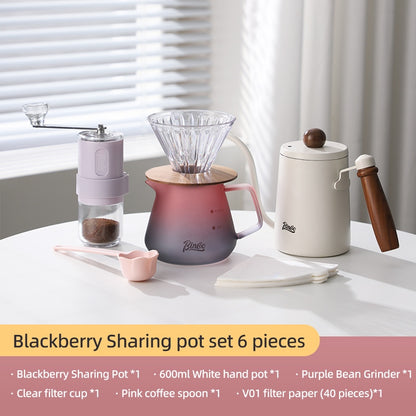BINCOO Hand Brew Coffee Pot Set Hand Grinder Coffee Maker Complete Set Filter Cup Sharing Pot Coffee Utensils