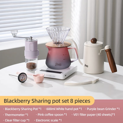 BINCOO Hand Brew Coffee Pot Set Hand Grinder Coffee Maker Complete Set Filter Cup Sharing Pot Coffee Utensils