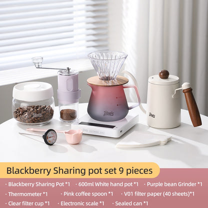 BINCOO Hand Brew Coffee Pot Set Hand Grinder Coffee Maker Complete Set Filter Cup Sharing Pot Coffee Utensils