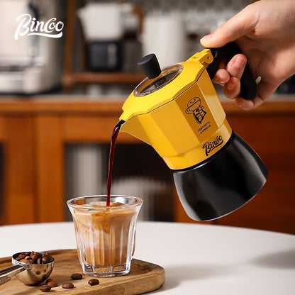 BINCOO Double Valve Moka Pot Home Espresso Small Hand Brew Coffee Pot Set Coffee Machine Appliances 2Cups