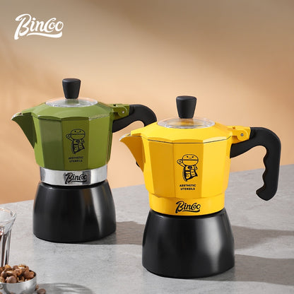 BINCOO Double Valve Moka Pot Home Espresso Small Hand Brew Coffee Pot Set Coffee Machine Appliances 2Cups