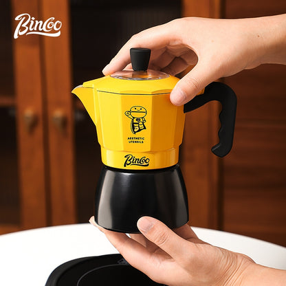 BINCOO Double Valve Moka Pot Home Espresso Small Hand Brew Coffee Pot Set Coffee Machine Appliances 2Cups