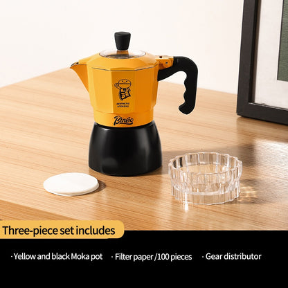 BINCOO Double Valve Moka Pot Home Espresso Small Hand Brew Coffee Pot Set Coffee Machine Appliances 2Cups