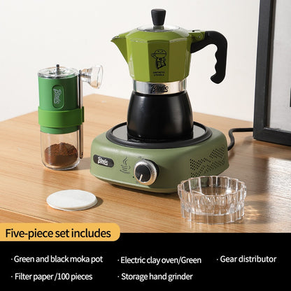 BINCOO Double Valve Moka Pot Home Espresso Small Hand Brew Coffee Pot Set Coffee Machine Appliances 2Cups