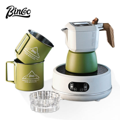 BINCOO Double Valve Moka Pot Espresso Pot Set Coffee Utensils Suitable for Household Outdoor Camping 2Cups