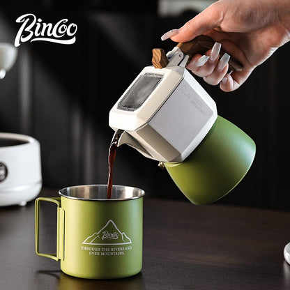 BINCOO Double Valve Moka Pot Espresso Pot Set Coffee Utensils Suitable for Household Outdoor Camping 2Cups