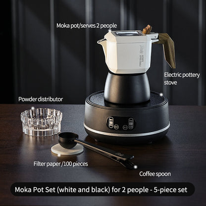 BINCOO Double Valve Moka Pot Espresso Pot Set Coffee Utensils Suitable for Household Outdoor Camping 2Cups
