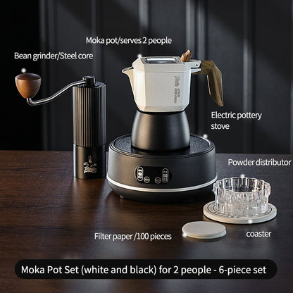 BINCOO Double Valve Moka Pot Espresso Pot Set Coffee Utensils Suitable for Household Outdoor Camping 2Cups