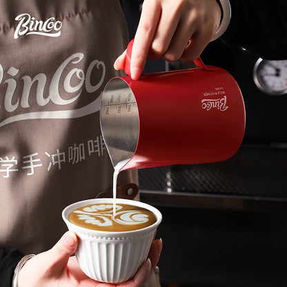 BINCOO Coffee Latte Art Jar Pointed Pull Flower Cup Milk Foam Cup Stainless Steel Coffee Pot 350ML/600ML