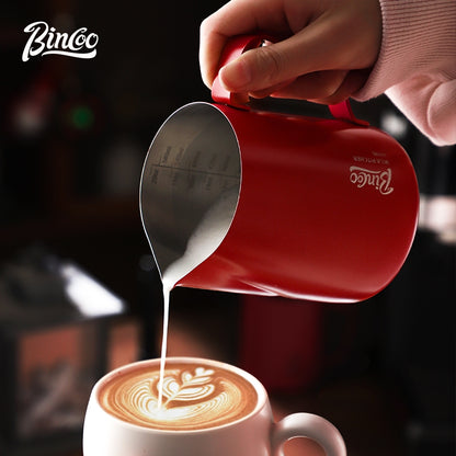 BINCOO Coffee Latte Art Jar Pointed Pull Flower Cup Milk Foam Cup Stainless Steel Coffee Pot 350ML/600ML