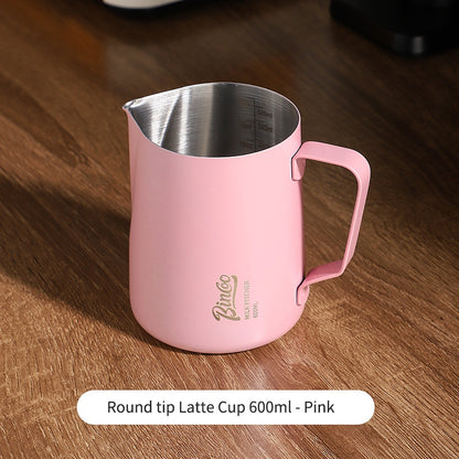 BINCOO Coffee Latte Art Jar Pointed Pull Flower Cup Milk Foam Cup Stainless Steel Coffee Pot 350ML/600ML