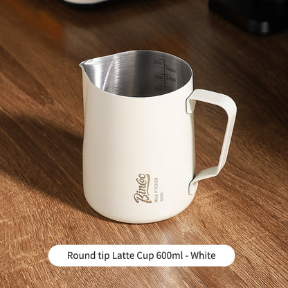 BINCOO Coffee Latte Art Jar Pointed Pull Flower Cup Milk Foam Cup Stainless Steel Coffee Pot 350ML/600ML