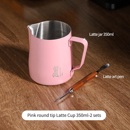 BINCOO Coffee Latte Art Jar Pointed Pull Flower Cup Milk Foam Cup Stainless Steel Coffee Pot 350ML/600ML