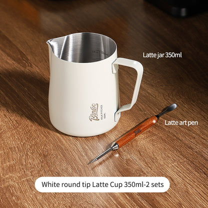 BINCOO Coffee Latte Art Jar Pointed Pull Flower Cup Milk Foam Cup Stainless Steel Coffee Pot 350ML/600ML