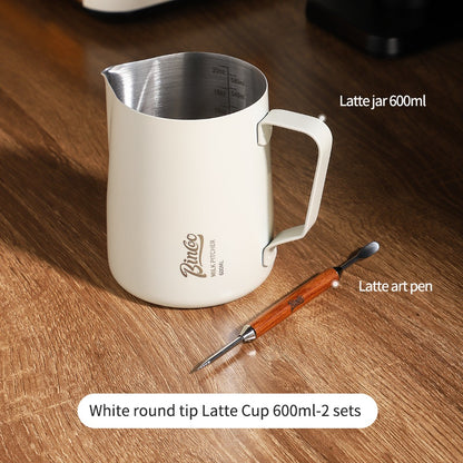 BINCOO Coffee Latte Art Jar Pointed Pull Flower Cup Milk Foam Cup Stainless Steel Coffee Pot 350ML/600ML