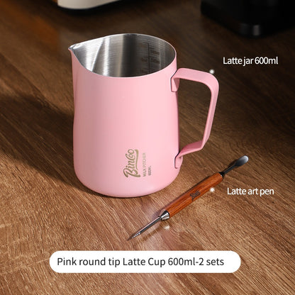 BINCOO Coffee Latte Art Jar Pointed Pull Flower Cup Milk Foam Cup Stainless Steel Coffee Pot 350ML/600ML