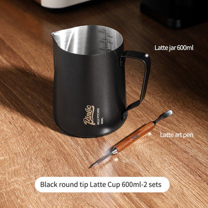 BINCOO Coffee Latte Art Jar Pointed Pull Flower Cup Milk Foam Cup Stainless Steel Coffee Pot 350ML/600ML