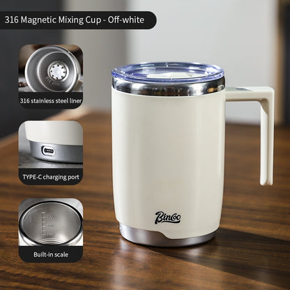 BINCOO Electric Mixing Cup 316 Stainless Steel Rechargeable Magnetic Fully Automatic Stirring Coffee Cup 400ML