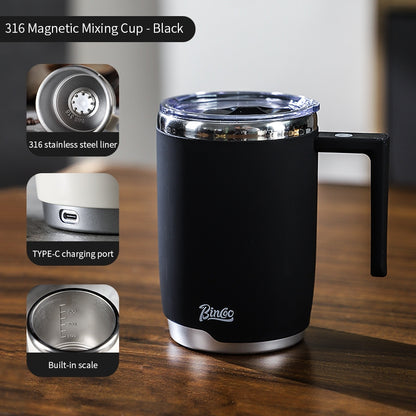 BINCOO Electric Mixing Cup 316 Stainless Steel Rechargeable Magnetic Fully Automatic Stirring Coffee Cup 400ML
