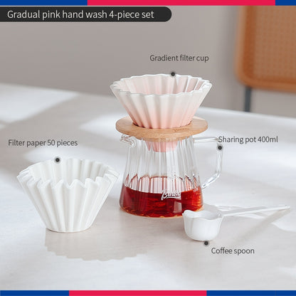 BINCOO Ceramic Filter Cup V60 Hand Brewed Coffee Pot Home Set Portable Outdoor Drip Filter Americano Coffee Sharing Pot