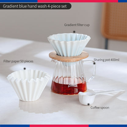 BINCOO Ceramic Filter Cup V60 Hand Brewed Coffee Pot Home Set Portable Outdoor Drip Filter Americano Coffee Sharing Pot