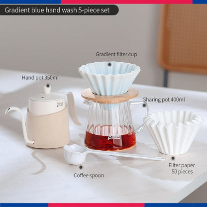 BINCOO Ceramic Filter Cup V60 Hand Brewed Coffee Pot Home Set Portable Outdoor Drip Filter Americano Coffee Sharing Pot
