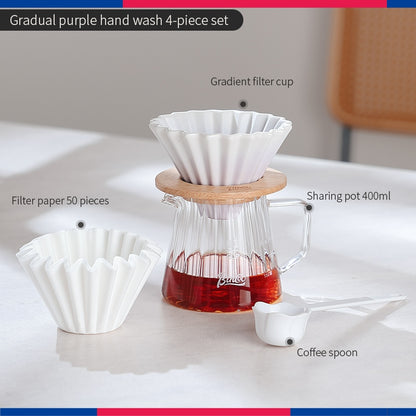 BINCOO Ceramic Filter Cup V60 Hand Brewed Coffee Pot Home Set Portable Outdoor Drip Filter Americano Coffee Sharing Pot