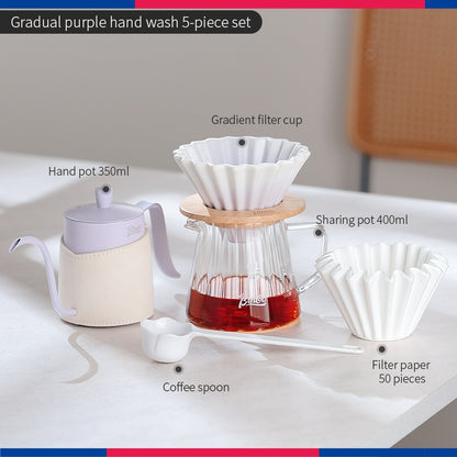 BINCOO Ceramic Filter Cup V60 Hand Brewed Coffee Pot Home Set Portable Outdoor Drip Filter Americano Coffee Sharing Pot