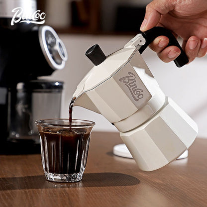 BINCOO Double Valve Moka Pot Extractor Espresso Coffee Pot Home and Outdoor Small Brewing Coffee Set 2Cups