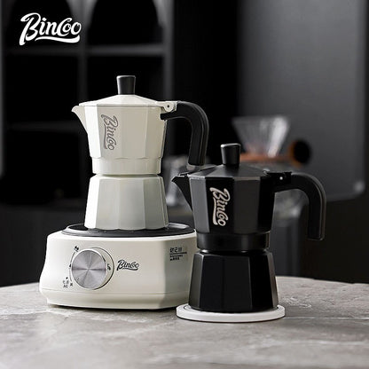 BINCOO Double Valve Moka Pot Extractor Espresso Coffee Pot Home and Outdoor Small Brewing Coffee Set 2Cups