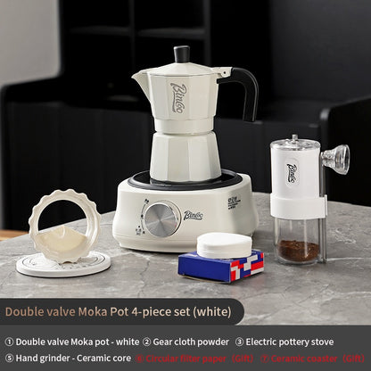 BINCOO Double Valve Moka Pot Extractor Espresso Coffee Pot Home and Outdoor Small Brewing Coffee Set 2Cups