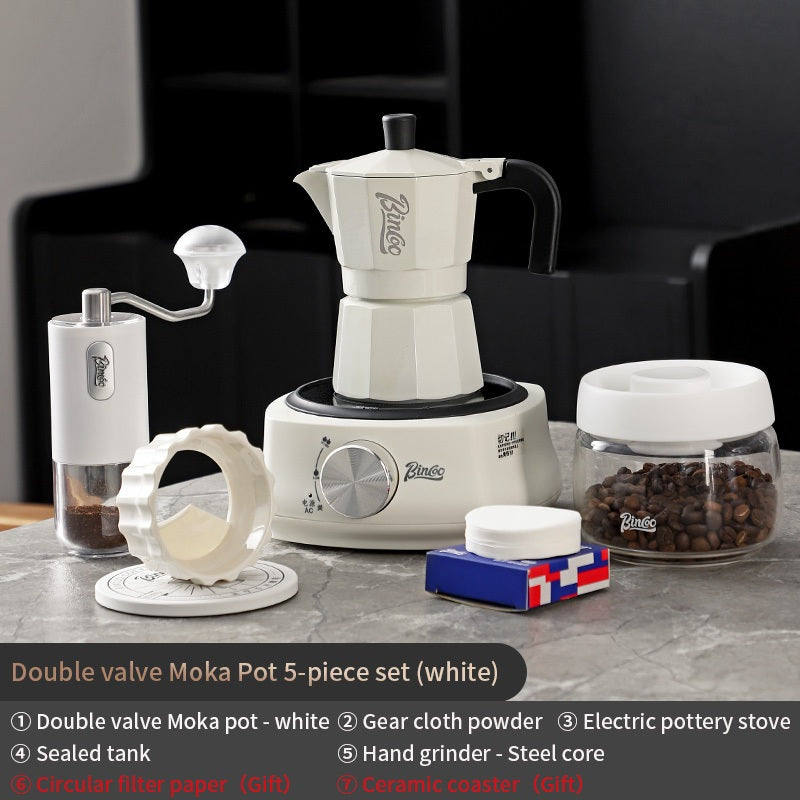 BINCOO Double Valve Moka Pot Extractor Espresso Coffee Pot Home BINCOO Double Valve Moka Pot Extractor Espresso Coffee Pot Home