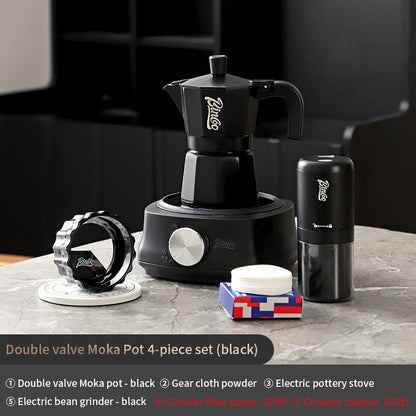 BINCOO Double Valve Moka Pot Extractor Espresso Coffee Pot Home and Outdoor Small Brewing Coffee Set 2Cups