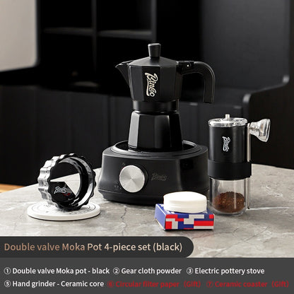 BINCOO Double Valve Moka Pot Extractor Espresso Coffee Pot Home and Outdoor Small Brewing Coffee Set 2Cups