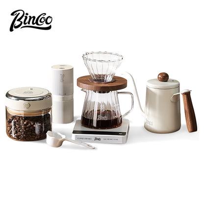 BINCOO Electric Coffee Grinder Home Hand Brewing Pot Set Small Coffee Bean Grinder Set Portable Steel Core