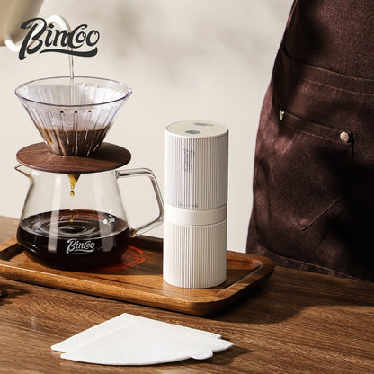 BINCOO Electric Coffee Grinder Home Hand Brewing Pot Set Small Coffee Bean Grinder Set Portable Steel Core