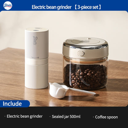 BINCOO Electric Coffee Grinder Home Hand Brewing Pot Set Small Coffee Bean Grinder Set Portable Steel Core
