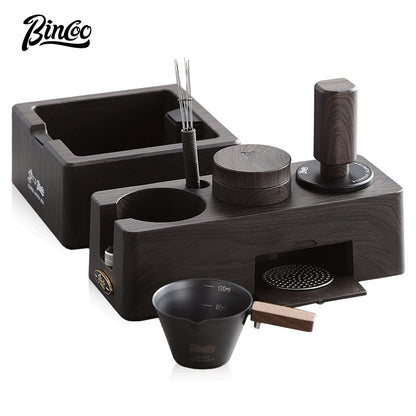 BINCOO Coffee Wood Grain Powder Press Base Cloth Powder Press Hammer Set Coffee Machine Accessories 51MM/58MM