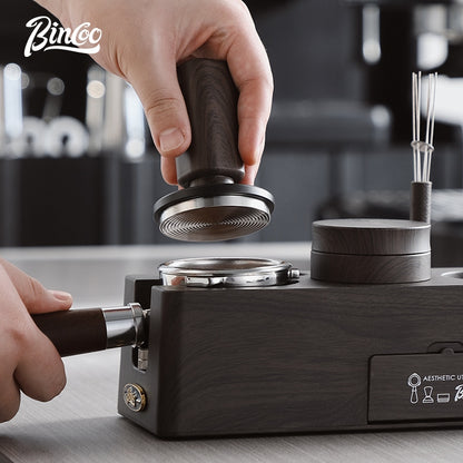 BINCOO Coffee Wood Grain Powder Press Base Cloth Powder Press Hammer Set Coffee Machine Accessories 51MM/58MM