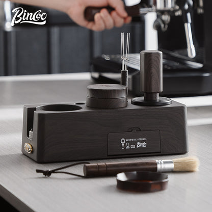 BINCOO Coffee Wood Grain Powder Press Base Cloth Powder Press Hammer Set Coffee Machine Accessories 51MM/58MM