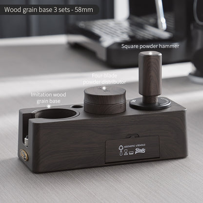 BINCOO Coffee Wood Grain Powder Press Base Cloth Powder Press Hammer Set Coffee Machine Accessories 51MM/58MM