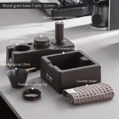 BINCOO Coffee Wood Grain Powder Press Base Cloth Powder Press Hammer Set Coffee Machine Accessories 51MM/58MM