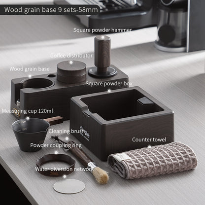 BINCOO Coffee Wood Grain Powder Press Base Cloth Powder Press Hammer Set Coffee Machine Accessories 51MM/58MM