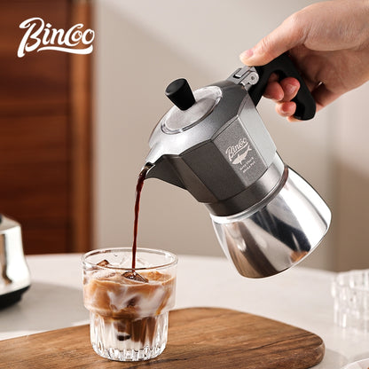 BINCOO Double Valve Moka Pot Home Electric Ceramic Pot Brewing Coffee Pot Espresso Extraction Small Hand-ground Coffee Maker Set 2Cups
