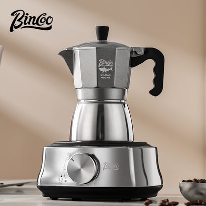 BINCOO Double Valve Moka Pot Home Electric Ceramic Pot Brewing Coffee Pot Espresso Extraction Small Hand-ground Coffee Maker Set 2Cups